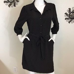 Black & tan polka dot dress